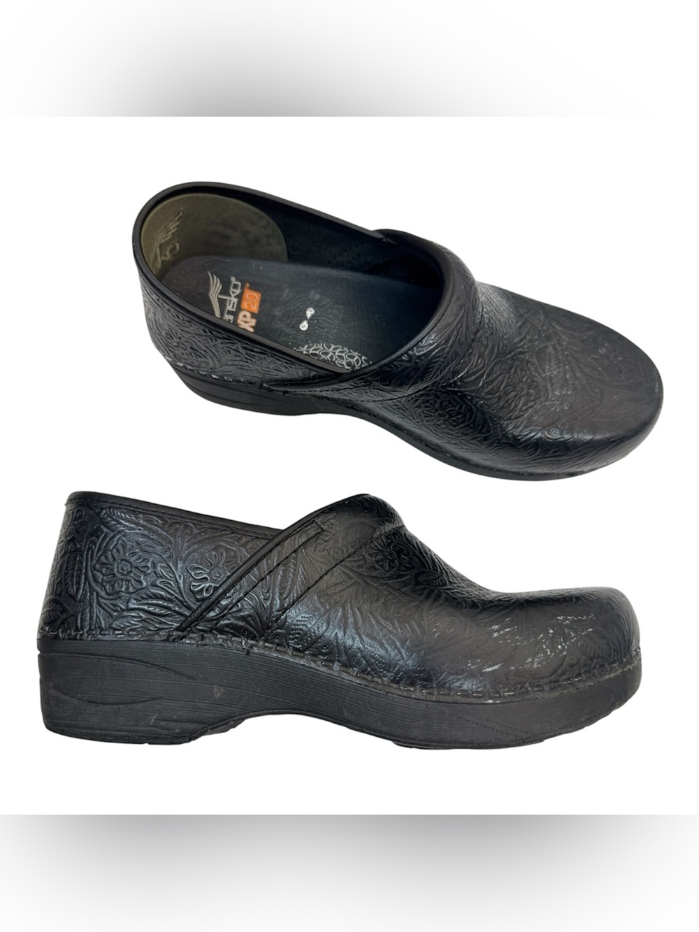 Dansko XP20 Black Leather Clog Comfort Shoes Womens 8 Nursing Classic Platform